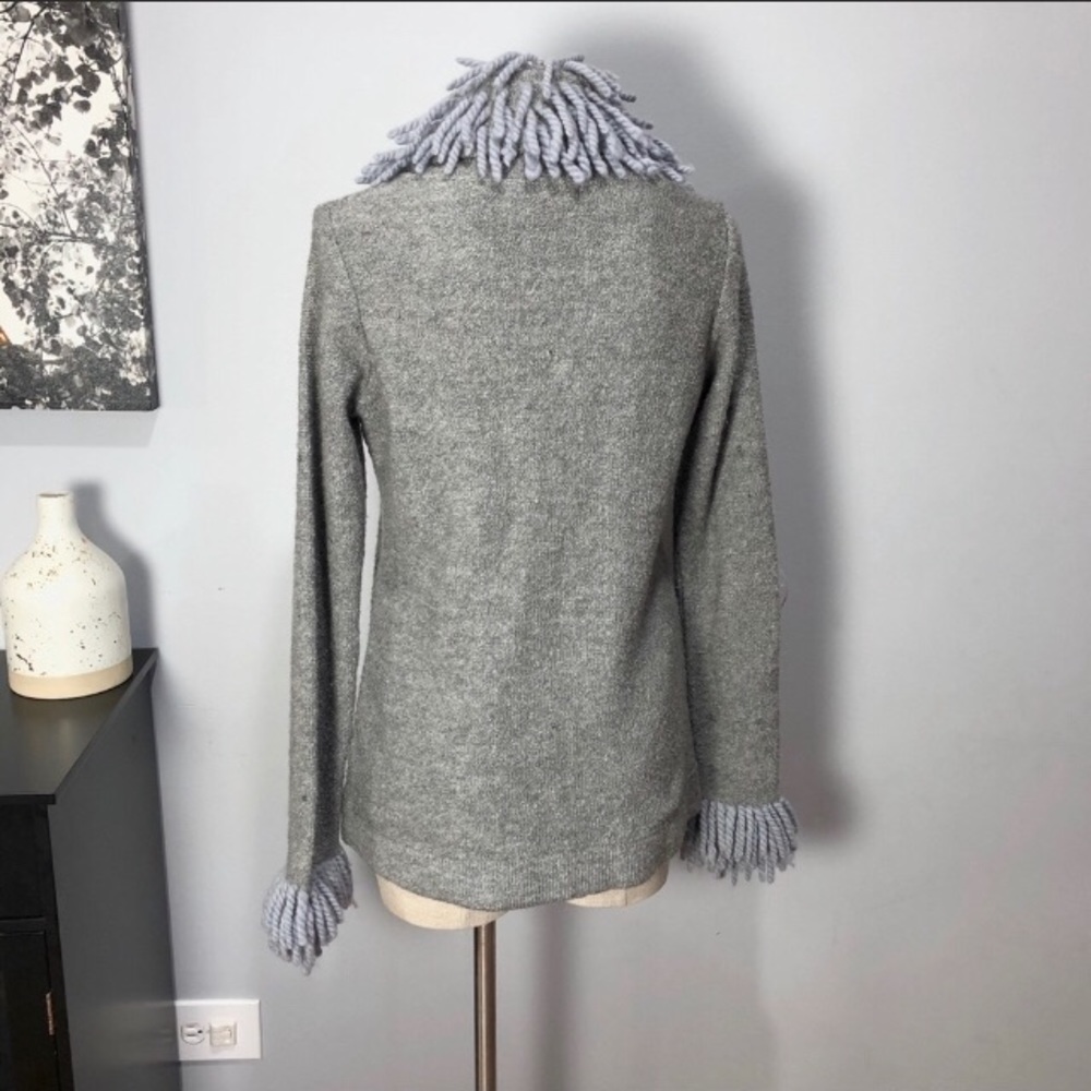 Free People ❤️ Grey Fringe Cardigan Sweater Large - Picture 3 of 4